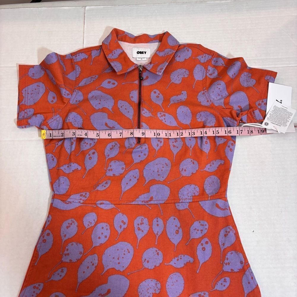 OBEY LEAVES WORK DRESS NEW with tags Size XS GINGER BISCUIT MULTI - Picture 14 of 16